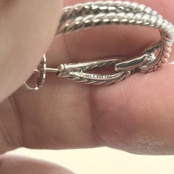 David Yurman Large Hoop Earrings 18 KT Gold + Silver Estate DY562 - Picture 6 of 9